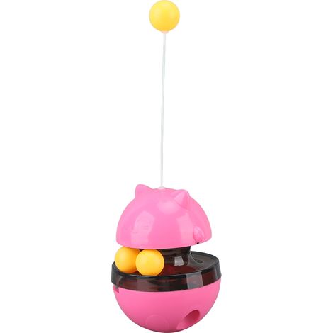 Distributeur de friandises pour chat, jouet distributeur de nourriture pour chat, balle interactive, puzzle pour chaton, jouet d'alimentation rose (1/5)