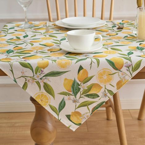 Tischdecke 85x85 cm Zitrone Sommer Gelb Polyester Abwaschbar Quadratisch