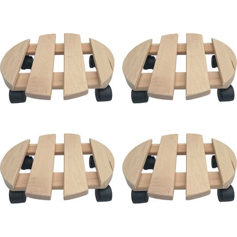 4x Rolluntersetzer rund Pflanzenroller 30x30 cm - max. 120 kg Traglast - aus Buchenholz - Stabil & robust - Für Pflanztöpfe, Möbel & schwere Gegenstände (1/5)