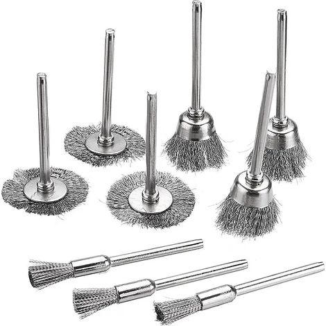 EASYCOMFORT 9 pièces ensemble de brosses métalliques en acier inoxydable nettoyant brosses de polissage roue de coupe (1/5)