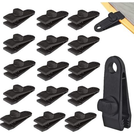 Clip de Bâche Tente Pince, 10 Pcs Clips de Fixation pour Bâche de Tente, Noir (1/5)