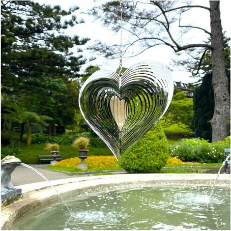 Carillons à Vent pour Extérieur en Forme de Coeur, Carillon éoliens Rotatif en Métal, Carillon à Vent en Acier Inoxydable, Spirale Carillons à Vent pour La Décoration de Cour Intérieure et Extérieure (1/5)