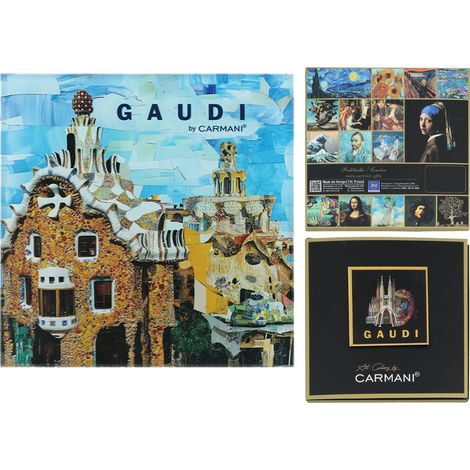 Carmani, posavasos de cristal de aproximadamente 11,5 x 11,5 cm inspirado en las pinturas de A. Gaudí (1/5)