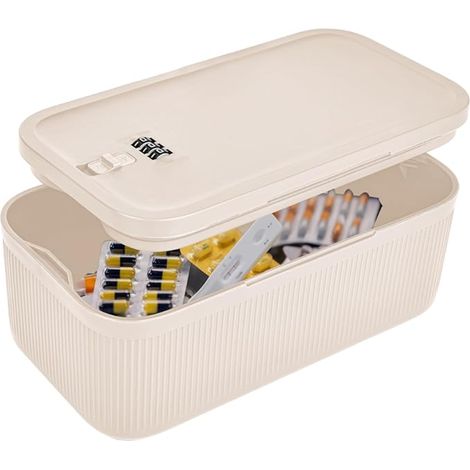 Mini coffre-fort Petite boîte verrouillable ABS Boîte verrouillable avec serrure à combinaison à 3 chiffres caissette à argent, téléphone portable, objets de valeur 24x14x10cm (1/5)