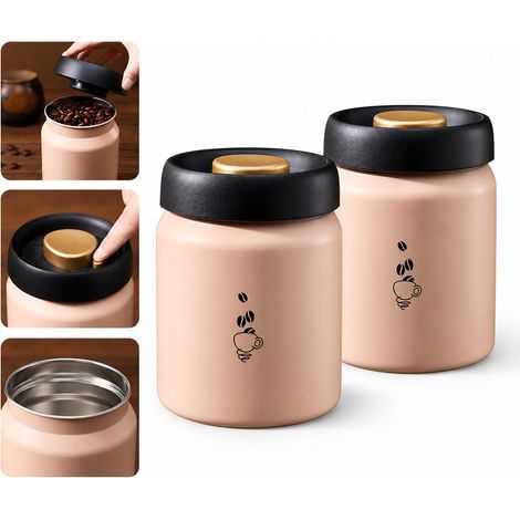 2 Pièces 900 ml Beige Boîte de Conservation sous Vide pour Café Inox 316 9,8 x 14 cm 0,3 kg Café et Thé Placard Domicile (1/5)