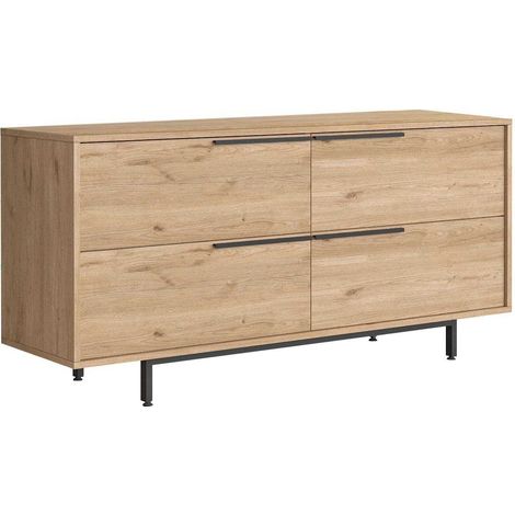 Cotecosy – Buffet en bois et rotin 4 portes battantes 160cm – Panneaux de particules mélaminé – Design épuré – Rangement pratique et élégant - 160cm-Ch (1/10)