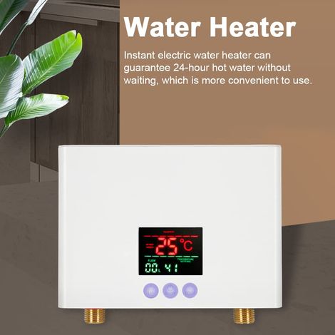 Mini Scaldabagno Elettrico, Scaldabagno Istantaneo da Parete da 3 kW con Display a LED, Impostazione della Temperatura a 3 Livelli, Telecomando per Casa, Cucina, Bagno [Classe Energetica A] (1/4)