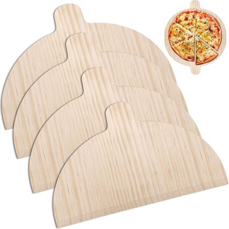 Pelle à Pizza Bois: 4 Pièces Planche Pizza, Planche à Tarte Flambée, Palette à Pizza en Bois pour Pizzas et Pains Faits Maison, 28 x 17 cm (1/5)