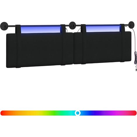 Hängendes Kopfteil Mit LED Licht Schwarz Stoff vidaXL