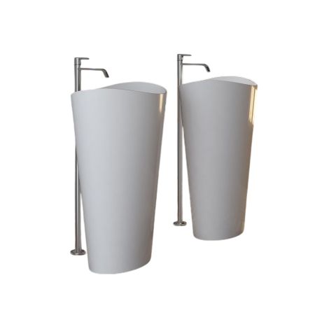 Waschbecken Bernstein Wave PB2175 freistehend Mineralguss 60x37x90cm Weiß matt (1/4)