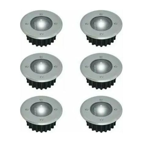 Lot de 6 spots LED solaires encastrables au sol - Ronds - Diamtre 85 mm - Extrieur rsistant au pitement - Faade en Odipie (1/4)