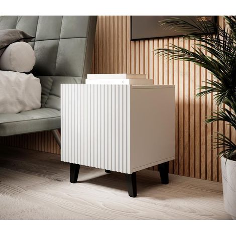 Lot de 2 tables de nuit design cube blanc mat Gustave (1/4)