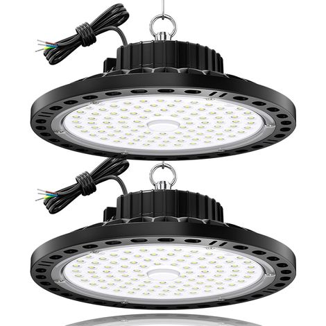 LED Industrielle 100W 2 Pièce, Lampe Atelier Eclairage Garage 10000LM avec Chaîne Métallique 30CM, Driver, 6500K IP65 Projecteur LED Intérieur pour Entrepôts Usines (1/5)