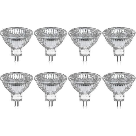 Lot de 8 ampoules halogènes GU5.3 MR16 35W 12V à intensité variable - blanc chaud 2800K, 400 lumens, couvercle Jz [DB] (1/5)