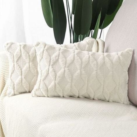 pcs Doux Peluche Laine Courte Velours Décoratif Housses de Coussin Luxe Style pour canapé Chambre Beige 30 x 50 cm (1/5)
