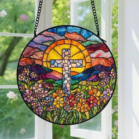 Capteur de soleil en vitrail - décoration spirituelle 9cm (1/4)