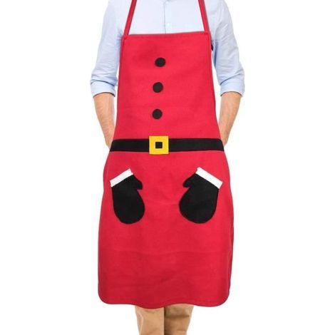 Red Christmas Apron for Men, Women, Adults & Kids - Perfect for BBQ, Cooking & Christmas Parties (1/4)
