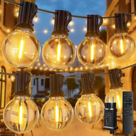 Guirlande Lumineuse Extérieure 30M  Dimmable Guinguette avec Télécommande, 50+2 Ampoules Blanc Chaud pour Jardin Cour Bistrot Maison