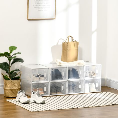 Schuhschrank modular mit 8 Fächern Kunststoff Transparent OKMYHOME (1/5)