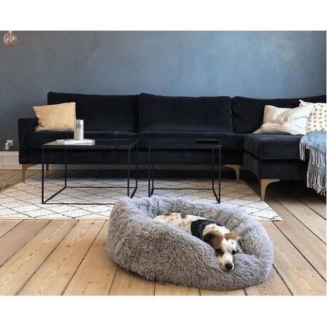 Pet Bed Dog Cat Cushion Super Soft Puppy Kitten Nest Bed, Round Plush Fabric Shaggy Warm Fluffy Nest (Grey 50cm) (1/5)