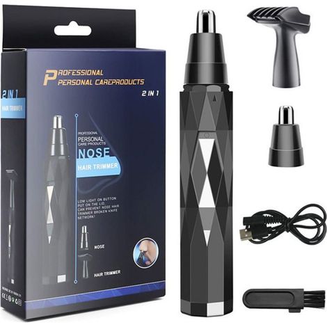 Tondeuse Nez Oreilles Barbe - Rechargeable USB - Tête Rotative 360° - Acier Inoxydable - Pour Homme Femme - 1 Pièce (1/2)