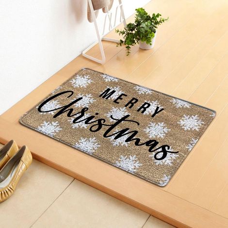 Tapis De Seuil De Porte - Motif Noël - Dos En Caoutchouc Antidérapant - Lavable - Intérieur Extérieur - 60 x 40 cm - 1 Pièce (1/3)