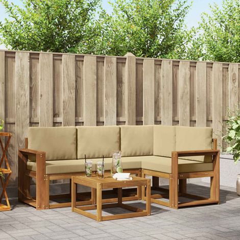 vidaXL Set di divani da esterno con cuscino 5 pcs Naturale e