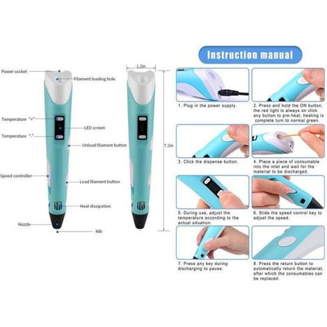 Stylo d'impression 3D - Intelligent - 20 couleurs - Température réglable - Écran LED - USB rechargeable (1/4)