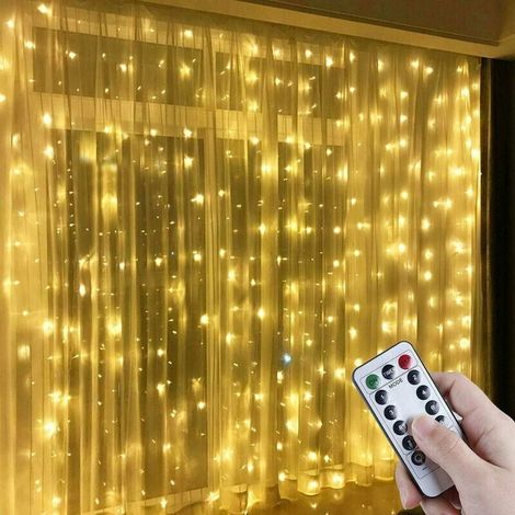 Tenda luminosa a LED USB da 3 m x 3 m, con 300 LED e 8 diverse modalità di illuminazione, ideale per decorazioni per feste, camere da letto e illuminazione interna, in luce bianca calda. -Crezuo