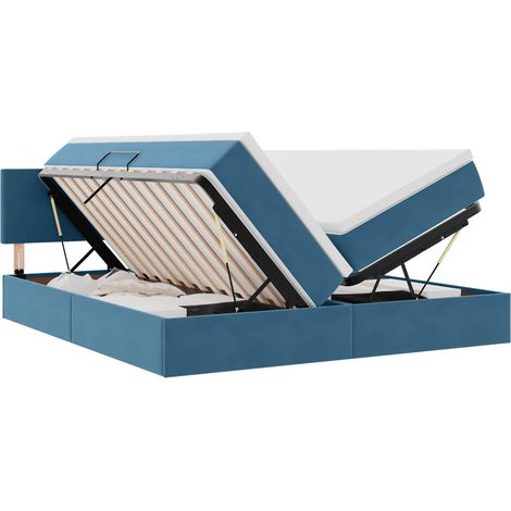 Maison Exclusive - Aufbewahrungsbett mit Matratze Dunkelblau 90 x