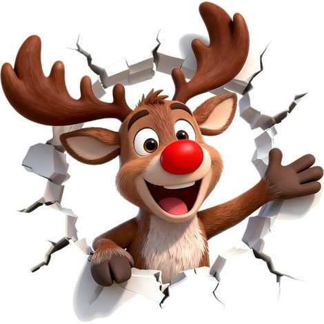 Autocollant Mur 3D Santa - Autocollant Porte Réfrigérateur Hiver Noël - PVC Détachable - 38 cm - Lot Unique (1/5)