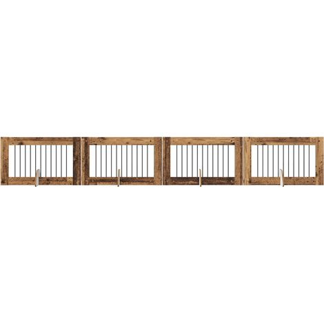 Dog Gate with Stands 4 pcs Old Wood 100 x 60 cm Engineered Wood vidaXL