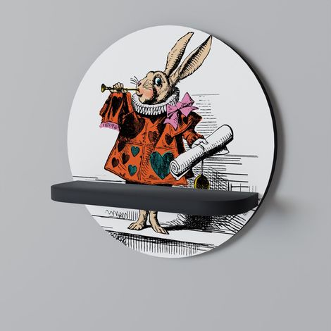 COLORFUL WHITE RABBIT Rundes Regal Schwarz (1/5)