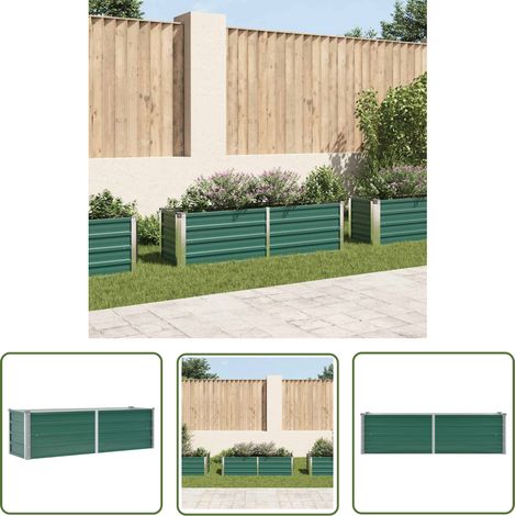 The Living Store Garten-Hochbeet Verzinkter Stahl 160x40x45 cm Grün - Gartenhochbeet - Metallhochbeet - Stahlteich - Balkonbepflanzung - Terrasse Bepflanzung (1/5)