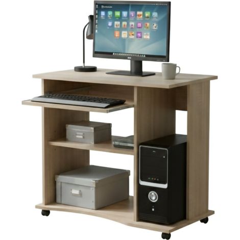 Dmora Mini-Büro mit Laminaträdern in Eichenoptik