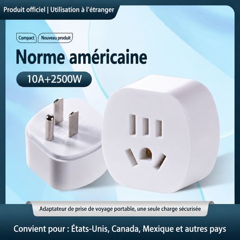 Adaptateur prise US vers 3 broches fiche européenne 250V 10A modèle 142 142 2 30 g – Livraison gratuite