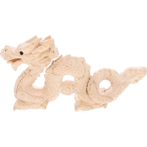 Statue de dragon en bois, ornement de richesse et de prospérité, figurine de dragon chinois porte-bonheur, décoration de bureau-12.00X6.00X3.00CM (1/4)