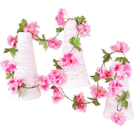 Guirlande de fleurs rose foncé pour vélo - 220 cm - Décoration pour panier et guidon - Fleurs artificielles en plastique - Accessoire vélo décoratif