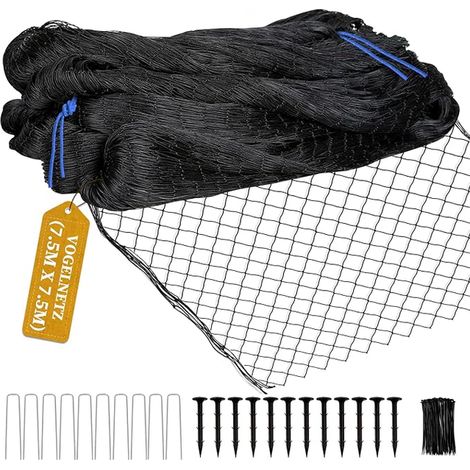 Bird Netting 7.5 x 7.5 m Mesh Garden Pond Cat Balcony UV Resistant Ground Anchors (1/5)