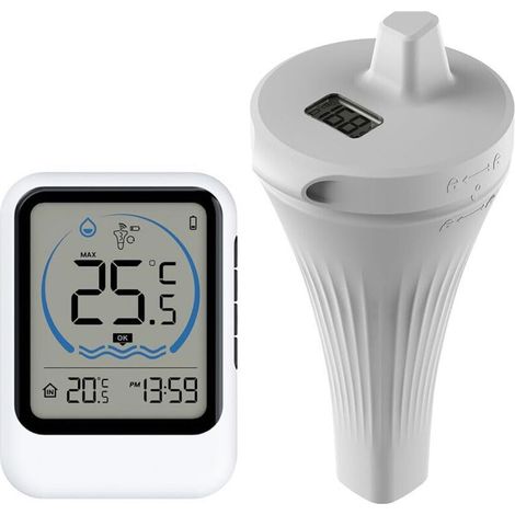 Thermomètre à Piscine solaires numérique, thermomètre à Eau Flottante Gauge de température pour Spa de Bain Bain remous, thermomètres (1/5)