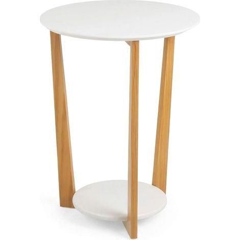 Tavolino Salotto Legno MDF Pino Bianco Moderno Design Interni 45x45x60cm (1/5)