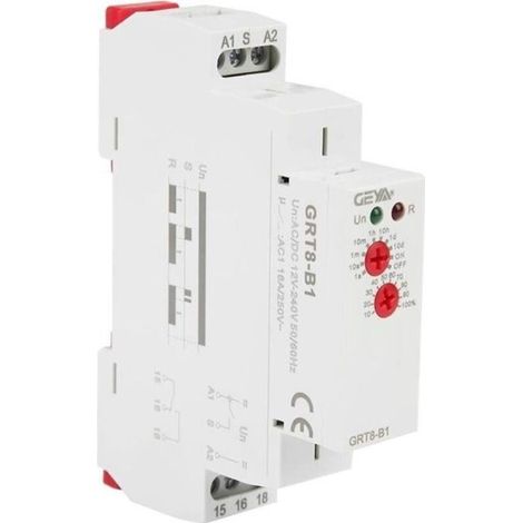 AC / DC 12V  240V GRT8-B1 Mini relais temporisé avec mise hors tension, indicateurs LED et montage sur rail DIN 35 mm