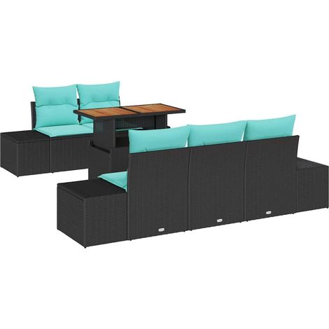 Garden Dining Set 6 pcs 5-Seater Black and Teal vidaXL (1/5)