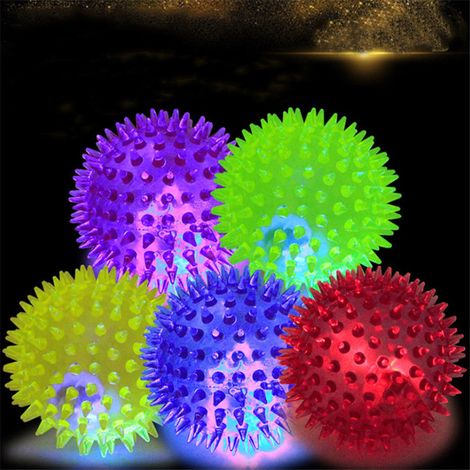 Balle lumineuse LED en PVC pour chien, jouet de poursuite rebondissant et clignotant, hérisson clouté pour jeu canin