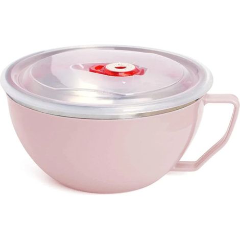 Bol À Ramen - Acier Inoxydable 18/10 - Couvercle Hermétique Avec Joint Silicone - Poignée Ergonomique - Pour Transport Et Conservation - 1 Pièce (1/5)