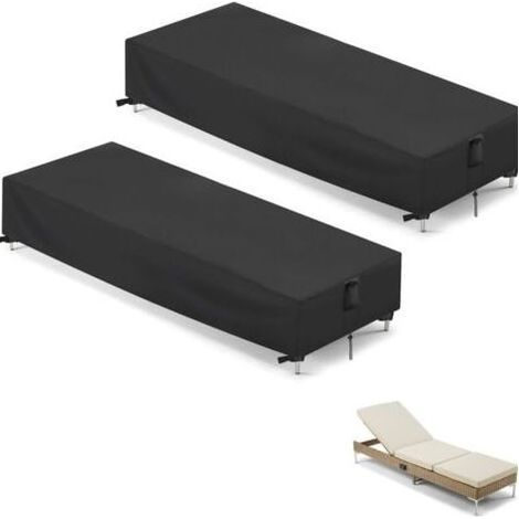 2PCS Housse pour Transat Jardin Housse de Chaise Longue de Jardin Housse de Protection Transat Bain de Soleil Extérieur Anti UV Housse de protection pour Chaise Longue( 200 x 70 x 30 cm) (1/4)