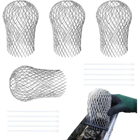 Crapaudine de Gouttière,4pcs Filtre Gouttière,Crochet Gouttiere,Grille Protection pour Gouttières,Grille Gouttière Anti Feuilles,Flexible Protections Gouttières Aluminium (1/5)