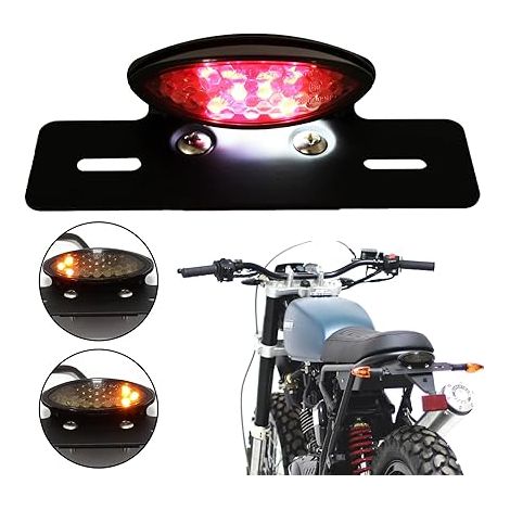 Moto LED Feu Arrière avec Clignotant Intégré Feu Stop Feu de Plaque D'immatriculation Vintage 12V Universel Cruiser Bobber Chopper Cafe Racer Scrambler (1/5)