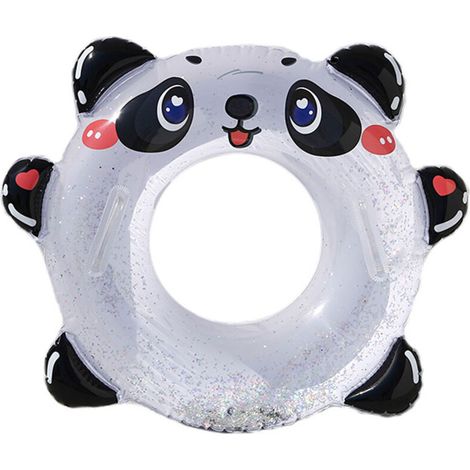 Inflatable baby pool with cute panda design, handle and glitter beads, ideal for children learning to swim. (1/5)