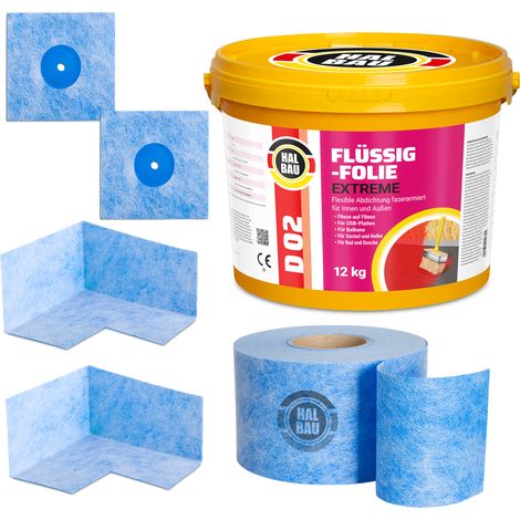 HALBAU Dichtset für Duschabdichtung Bad Abdichtung Dichtband Flüssigfolie 12kg H318 (1/5)